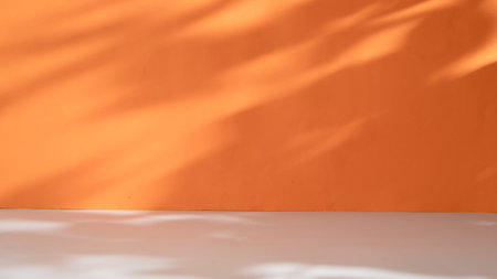 Abstract orange studio background for product presentation, copy space