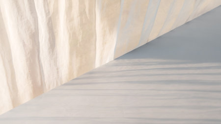 Abstract window blinds with morning sunlight, minimalistic backgroundの写真素材