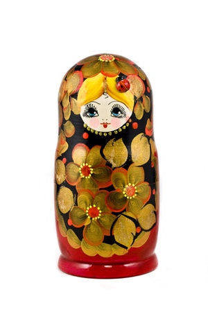 Russian nesting dolls ( babushkas or matryoshkas ) isolated on white backgroundの写真素材