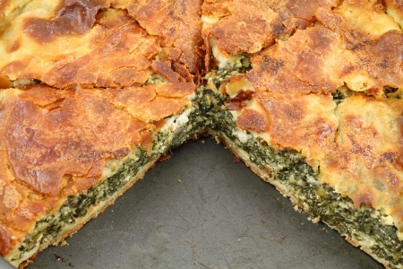 Traditional greek spinach pie   spanakopita   with goat cheeseの写真素材