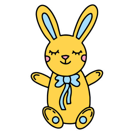 yellow teddy bunny toy with a smileのイラスト素材