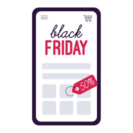 Flat screen phone with sale and Black Fridayのイラスト素材