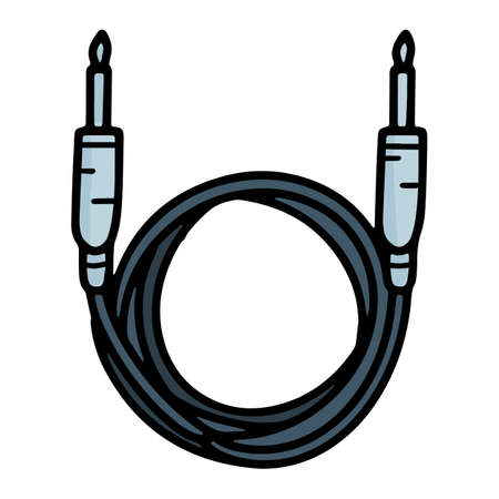 black guitar cable doodle illustrationのイラスト素材