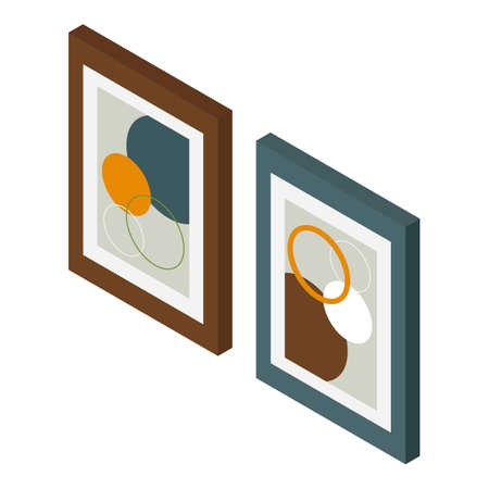 Isometric paintings on the wallのイラスト素材