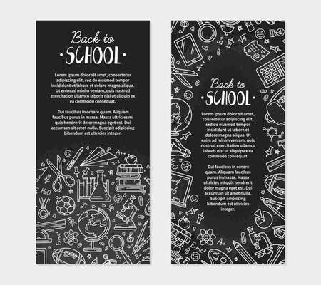 Back to School flyer with icons on a blackboardのイラスト素材