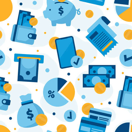 Financial transactions and online payments vector seamless patternのイラスト素材