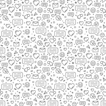 Social networks and dating apps vector seamless patternのイラスト素材