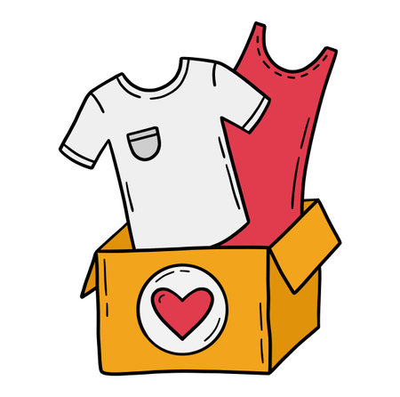 Charity box with clothes for the needy doodle iconのイラスト素材