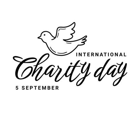 International Charity Day on September 5 logo with a dove of peaceのイラスト素材