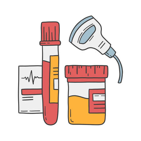 Medical and blood tests, ultrasound and urine analysis vector illustrationのイラスト素材
