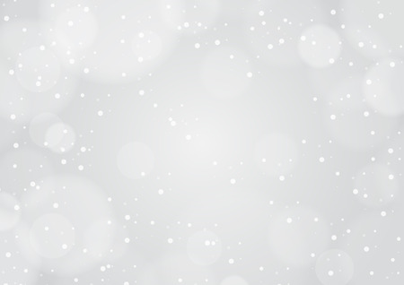 Winter bokeh light and falling snow gray background design. Abstrat festive background card, vector.のイラスト素材