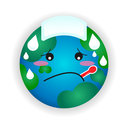 Global warming cartoon illustration vector. Climate change concept graphic icon.のイラスト素材