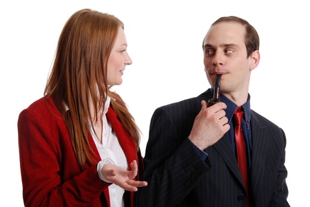 Two young businessman isolated on whiteの写真素材