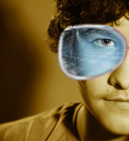 The computer genius in virtual glassesの写真素材