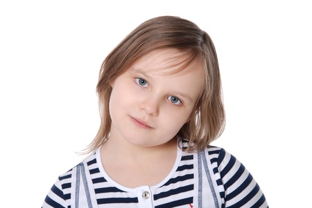 Portrait of beautiful little girll isolated on white backgroundの写真素材