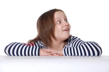 Portrait of surprised girl isolated on white backgroundの写真素材