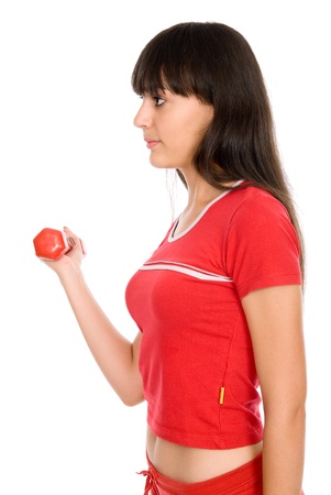 Shot of a sporty young woman with dumbbells. Active sporty lifeの写真素材