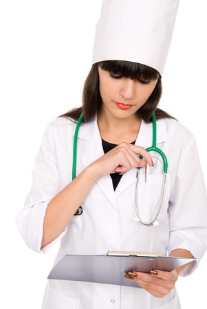 Female health care worker isolated on white backgroundの写真素材