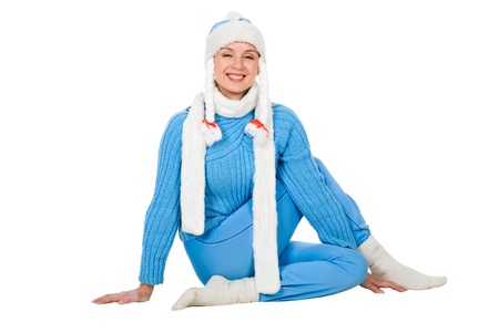 Snow Maiden of yoga isolated on white backgroundの写真素材