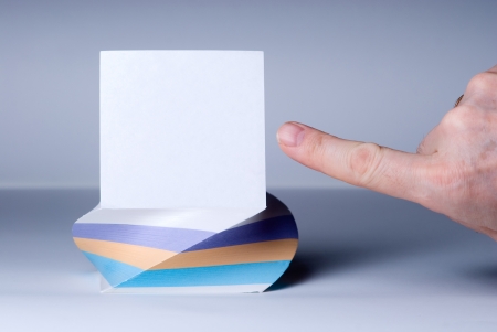 Pointing at a white Note.の写真素材