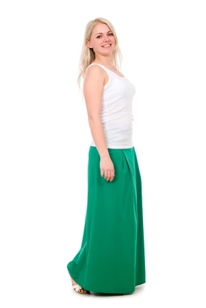 Full length portrait of a beautiful  young girl isolated on whiteの写真素材
