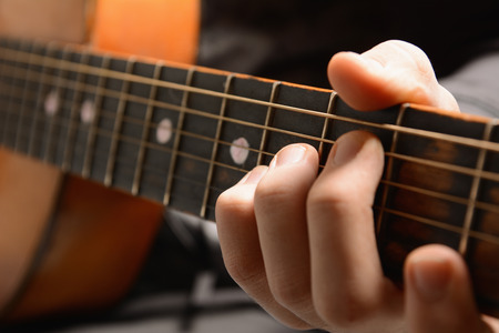 Musical instrument with performer hands.の写真素材