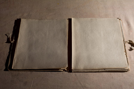Open Book blank of old cloth.の写真素材