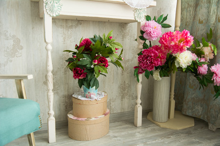 Design vintage interior with artificial flowers.の写真素材