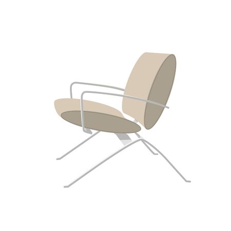 Modern leather-covered office chair with metal legs. Beige chair vector illustration isolatedのイラスト素材