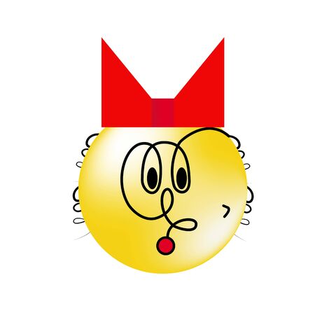 Emotional smiley with a red bow looking.のイラスト素材