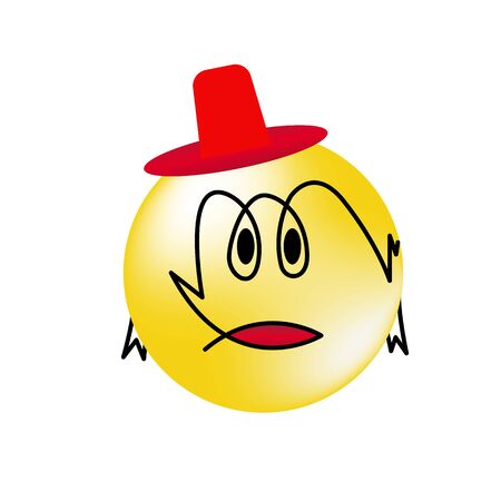 Serious smiley in a red hat. Emotional smileのイラスト素材
