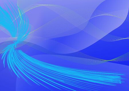 Blue abstraction with yellow-green lines on the background. Graphic in blue tones.のイラスト素材