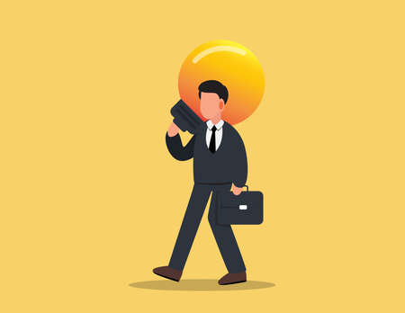 Businessman carrying light bulb. concept of creative thinking.のイラスト素材