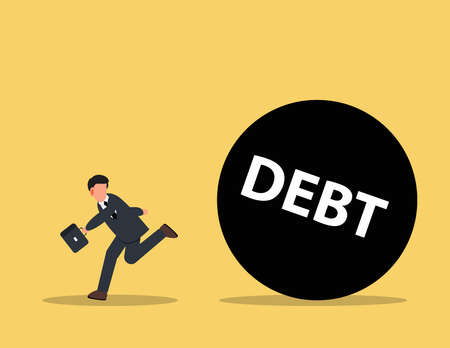 Person run away from debt. Concept business finance vector design.のイラスト素材