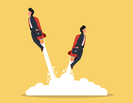 Leader with analyze of business chart. Concept monitoring and statisticsのイラスト素材