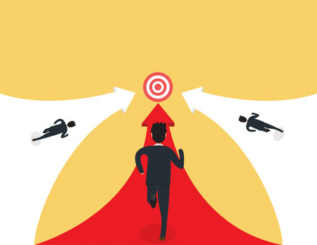 Business team running on arrow rush to goalのイラスト素材