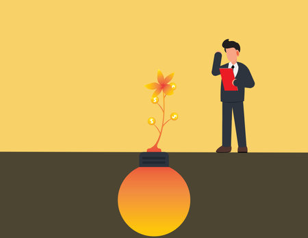 Paying attention to what we invest. goal achievement conceptのイラスト素材