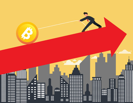 Businessman pull the Bitcoin. concept business financeのイラスト素材