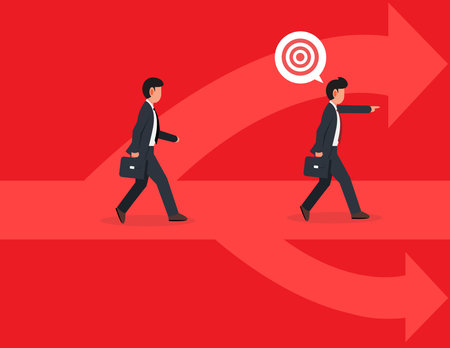 Leader going to goal together. target direction of successful business strategy conceptのイラスト素材