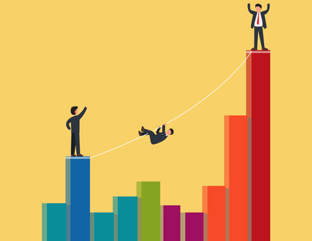 Business risks bar chart concept. economic decline and financial crisisのイラスト素材