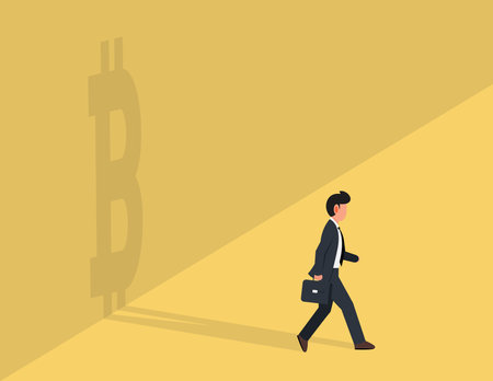 Business man with his shadow that is a symbol of money. business idea solutionのイラスト素材