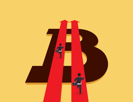 Businessman running for money. business competition and competitors conceptのイラスト素材