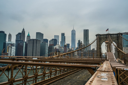 Brooklyn Bridge and the skyline of New Yorkの写真素材