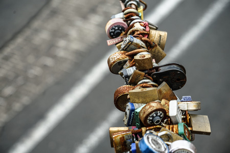 Padlock of the Brooklyn Bridgeのeditorial素材