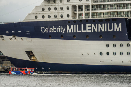 Luxury liner and (Celebrity Millennium) Water busのeditorial素材