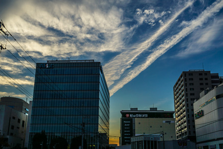 Chofu Station of the city skylineのeditorial素材