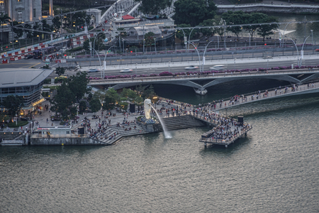 Merlion which is visible from the Marina Bay Sands observatoryのeditorial素材