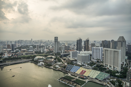 Group of buildings visible from the Marina Bay Sands Lookoutのeditorial素材