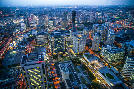 Minato Mirai of night view (from Yokohama Landmark Tower)のeditorial素材