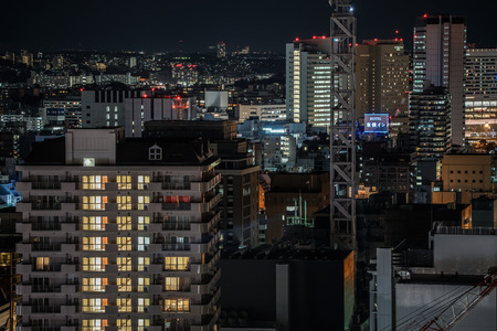 Yokohama skyline visible from Yokohama Marine Towerのeditorial素材